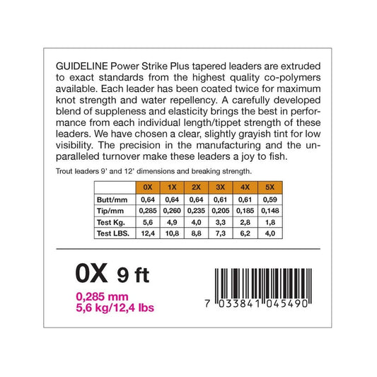 Guideline Power Strike 9ft Knotless Tapered Leader 3 Pack