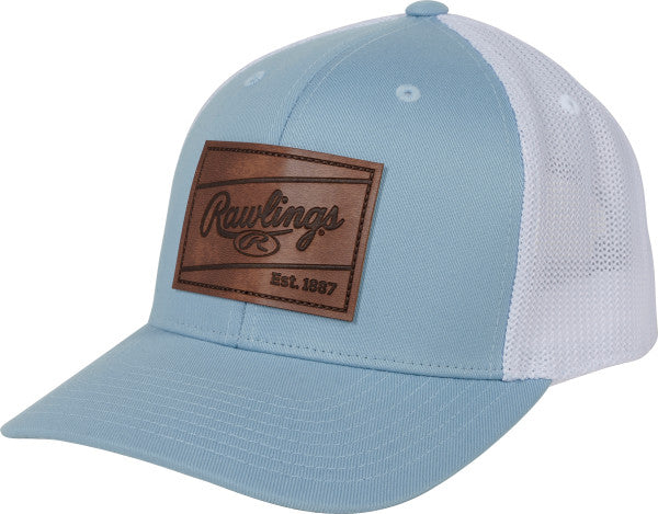 Rawlings Leather Patch Blue Snapback Hat - Maltby Sports