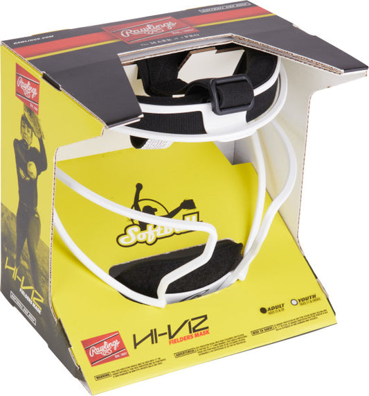 Rawlings Hi-Viz White Adult Softball Fielders Mask - Maltby Sports