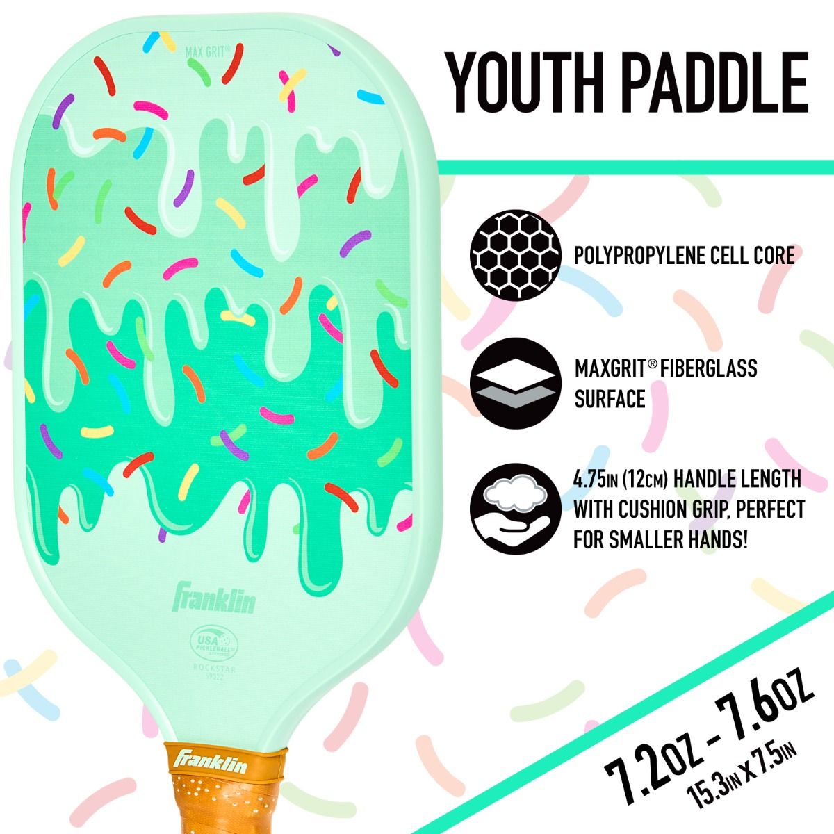 Franklin Youth Rockstar Pickleball Paddle - Ice Cream