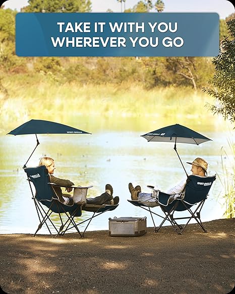 SKLZ Sport Brella Reclining Chair with Umbrella Navy - Maltby Sports