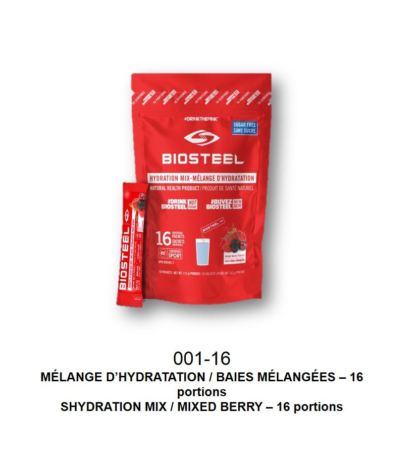 BioSteel Sports Hydration Mix Bag of 16- Mixed Berry