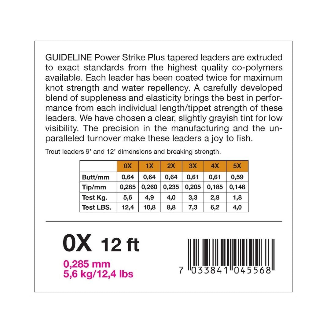 Guideline Power Strike 12ft Knotless Tapered Leader 3 Pack