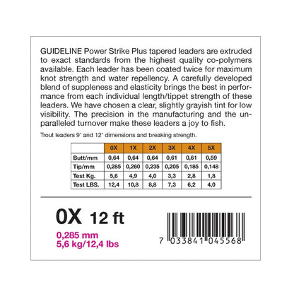 Guideline Power Strike 12ft Knotless Tapered Leader 3 Pack