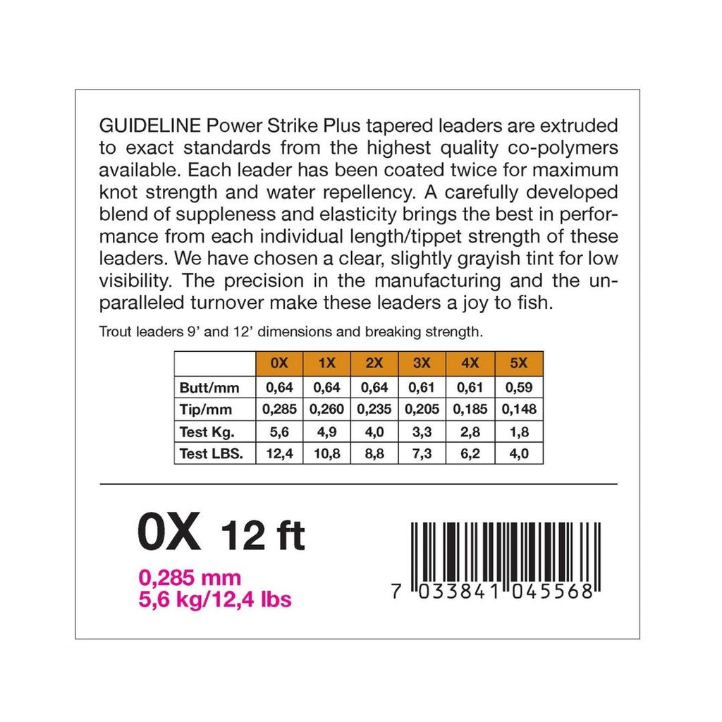 Guideline Power Strike 12ft Knotless Tapered Leader 3 Pack