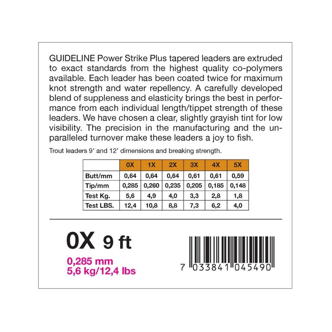 Guideline Power Strike 9ft Knotless Tapered Leader 3 Pack