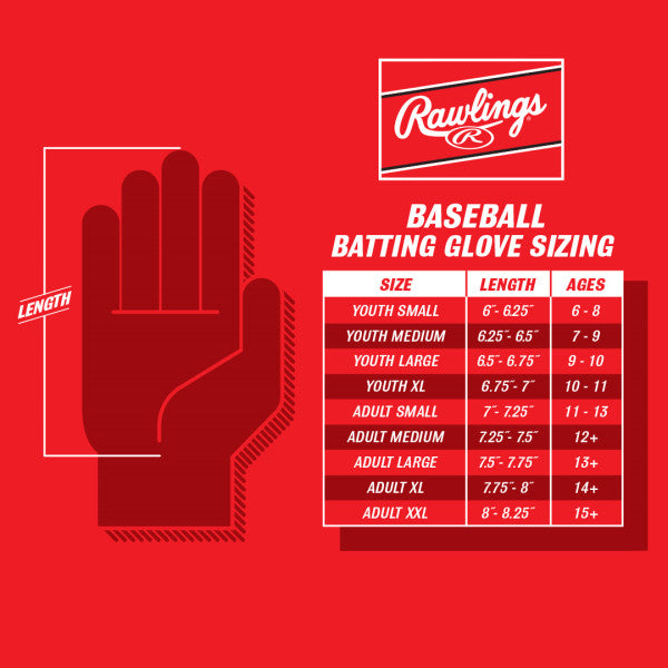 Rawlings Workhorse Adult Baseball Batting Gloves