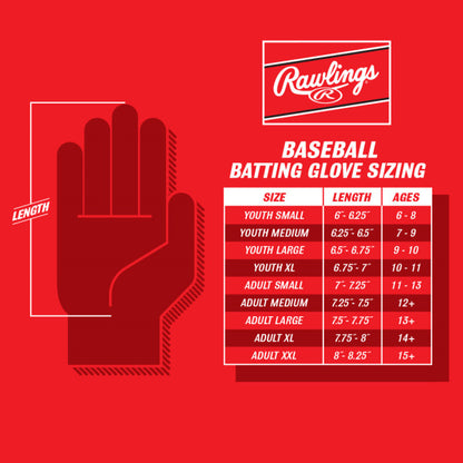 Rawlings Workhorse Adult Baseball Batting Gloves