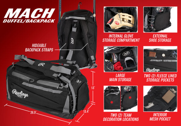 Rawlings Mach Hybrid Backpack Duffle Bag