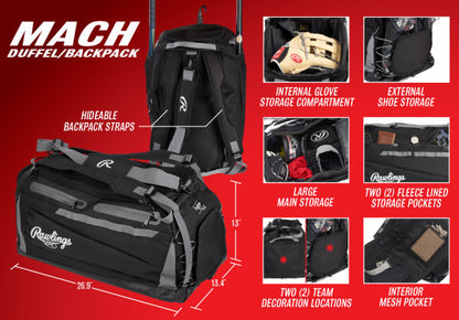 Rawlings Mach Hybrid Backpack Duffle Bag
