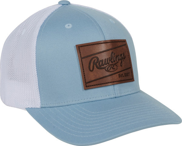 Rawlings Leather Patch Blue Snapback Hat - Maltby Sports