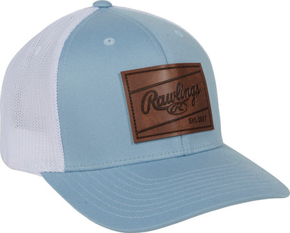 Rawlings Leather Patch Blue Snapback Hat - Maltby Sports