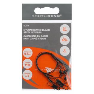 South Bend Black Nylon Coated Steel Leader 9-Inch (Black)